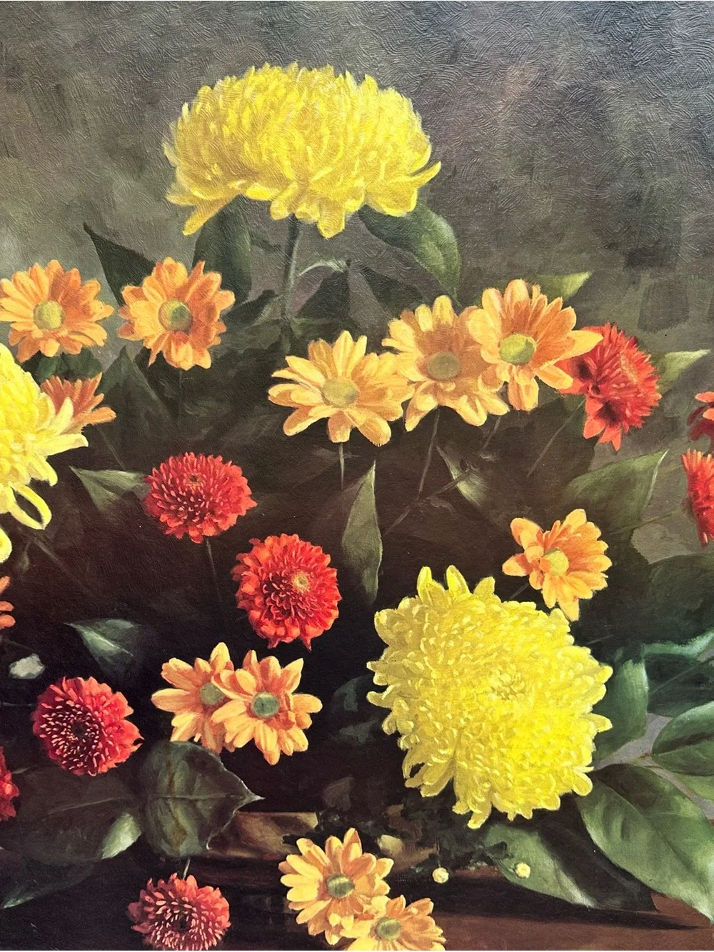 Large Vintage Framed Floral Wall Art – 